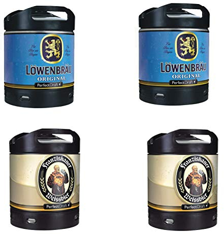 2 x Löwenbräu Original 2x Franziskaner Perfect Draft 6 Liter Fässer 5,0% und 5,2% vol. MEHRWEG