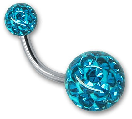 Soul-Cats Bauchnabelpiercing Piercing Banane mit Kristall Kugel Gel Epoxy Überzug Stab 1,6