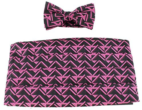Knightsbridge Neckwear Schwarz/Pink Fliege und Kummerbund Set