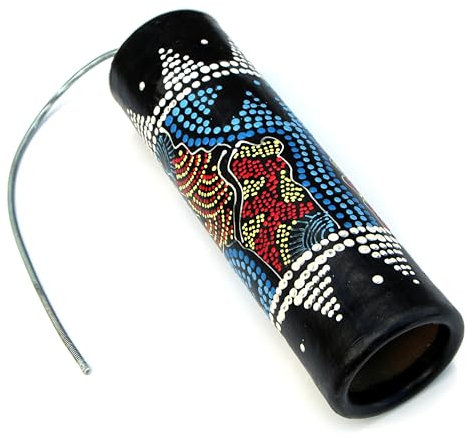 Wogeka - 25 cm Donner-Trommel - Gewittermacher Donnermacher mit Dot-Paint Bemalung Regenmacher Musik 105