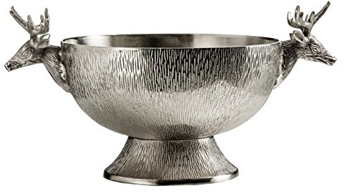 Premier Housewares Stag Deer Schüssele, Nickel beschichted, Aluminium, Silber, 31x47x24