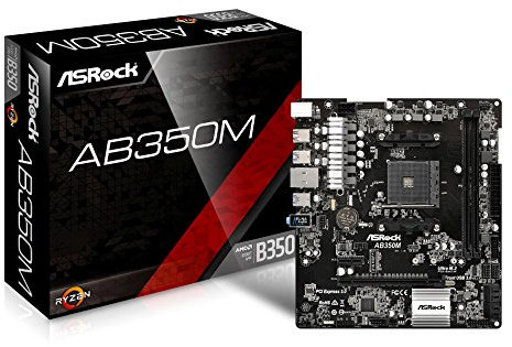 Asrock AB350M AMD B350 Socket AM4 Micro ATX motherboard - motherboards (DDR4-SDRAM, DIMM, 2667,2133,2400,2933,3200 MHz, Dual, 32 GB, AMD)