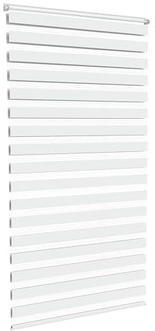 HENGMEI Verdunkelungsrollo Fensterrollo Balkontür Rollo Duo-Rollo Doppelrollo ohne Bohren Klemmrollo Easyfix Fenster (Weiß, 70 * 120cm)