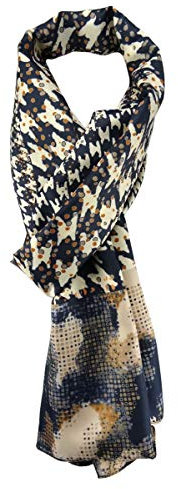 TigerTie leichter Unisex Schal in braun schwarz orange creme gemustert Gr. 160 cm x 36 cm