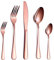 HOMQUEN 30 Stück Rose Gold Besteck Set, 18/0 Edelstahl Besteck Set, Service für 6 Personen, Esszimmer Besteck