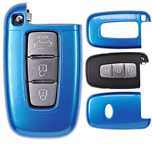 Auto Schlüssel Cover Hülle für Hyundai i10 i20 ix35 Kia Ceed Soul Sportage/Farbe: Metallic Blau