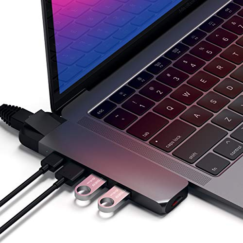 SATECHI Adaptador Pro Hub Tipo-C con Ethernet, 4K HDMI, USB-C PD, USB 3.0, Ranura para Tarjetas Micro SD - para M2/ M1 MacBook Pro/Air (Gris Espacial)