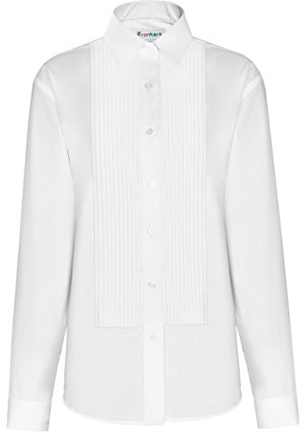 FRANKERS Damen Smokinghemd, 0,64 cm Faltenband, Poly-Baumwolle, Laydown-Kragen, Smokinghemd, Weiß - Weiß - 40