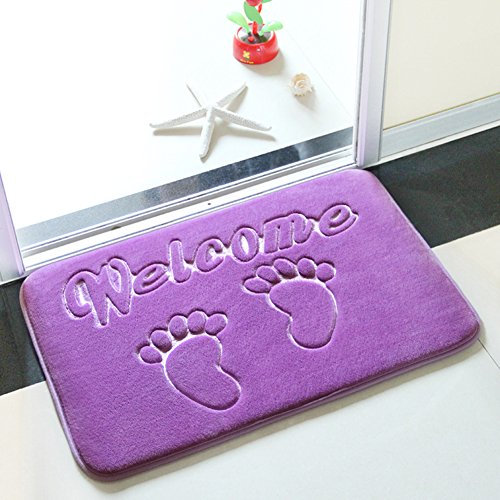 DOTBUY Fußmatte, Teppich Wohnzimmer Korallen Samt Innen und Aussen Fussmatten rutschfest und waschbar Praktische Schmutzfangmatte Fußabtreter Fussabstreifer Flur (50 * 80CM, Lila (Fuß))