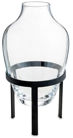 Nordstjerne - Vase Ladina, Adorn - Vase avec support en métal - Noir verre transparent - (HxØ): 27 x 14 cm