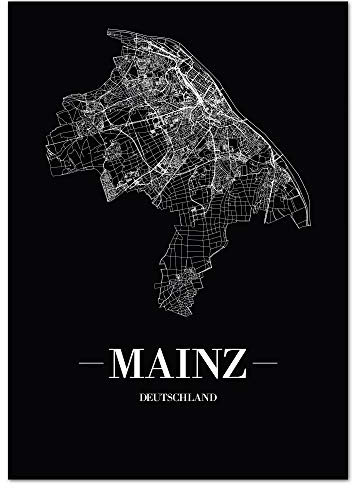JUNIWORDS Stadtposter - Wähle Deine Stadt - Mainz - 40 x 60 cm Poster - Schrift A - Schwarz