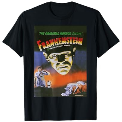 Universal Monsters Distressed Frankenstein Movie Poster T-Shirt