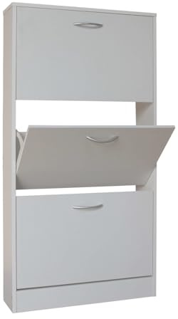 HTI-Line Schuhschrank Thekla Schrank Aufbewahrung Schuhregal Schuhkommode Schuhkipper Modern Organizer Tower Hausschuheregal mit 3 Schubladen Weiß
