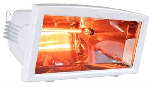 BRUBAKER Infrarot Heizstrahler IP54 Goldröhre Garten Terrasse Wärmestrahler 1300 Watt elektrisch Weiss