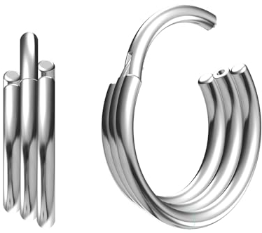 NewkeepsR Titan 2 Stücke-1,2mm Hypoallergenes Septum Segmentring Clicker 3 Ringe Helix Piercing-Durchmesser 8mm/10mm
