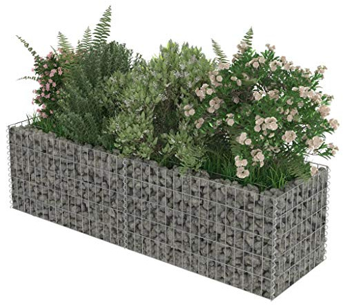 Nishore - Gabionen-Pflanzkorb | Gabionen Hochbeet | Gabionenkörbe | Steinkörbe Blumenkasten | Gabione Pflanzkübel | Gabionen pflanzgefäß | 180 x 50 x 50 cm (L x B x H) Fassungsvermögen 1400 kg/m³