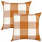 YOUR SMILE Retro Farmhouse Buffalo Tartan Chequer Plaid Cotton Linen Decorative Throw Pillow Case Cushion Cover Pillowcase for Sofa Bed,Set of 2 (Orange, 20''x20'')