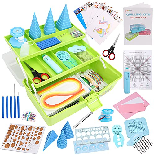 JoyPlus Quilling-Set für Anfänger mit Handbuch (evtl. nicht in deutscher Sprache), Premium Quilling-Husking Board & elektronischer Quilling-Stift, grün