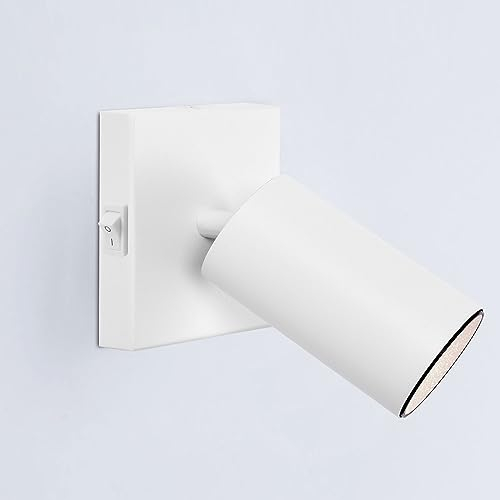 max K O M F O R T LED Deckenleuchte Wandleuchte weiß mit Schalter 1x GU10 Fassung schwenkbar | Deckenlampe Deckestrahler Deckenspot | 865-1s