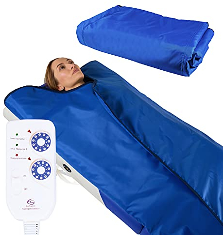 Infrasauna - Manta infrarroja para sauna 180x220 cm, control remoto de 2 zonas, spa portátil en casa, terapia infrarroja infrarroja, desintoxicación corporal, sudoración caliente, antienvejecimiento