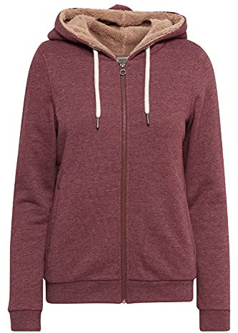 OXMO OXVicky Pile Sweat Zip-Hoodie Damen Sweatjacke Cardigan Sweatshirtjacke mit Teddy-Futter Reißverschluss Eingrifftaschen Regular fit, Größe:S, Farbe:Wine RED M (798985)