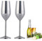 URCheers 2 bicchieri da 220 ml in acciaio inox infrangibile con superficie a specchio per vino champagne, bicchieri alti per picnic BBQ Party (argento)