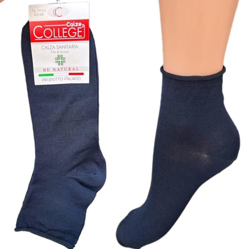 calze college®6 PAIA CALZINI UOMO SENZA ELASTICO IN PURO COTONE FILO DI SCOZIA ELASTICIZZATO 40-46 (Blu Basso)