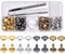Lot de 100 rivets en cuir, 4 couleurs 8 mm, clous métalliques tubulaires à double capuchon avec 3 outils de fixation pour bricolage, réparations artisanales en cuir, décoration.