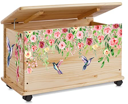 Farbklecks-Collection Spielzeugkiste Colibri - Spielzeugkiste Holzkiste Kinderzimmer Deko personalisierbar