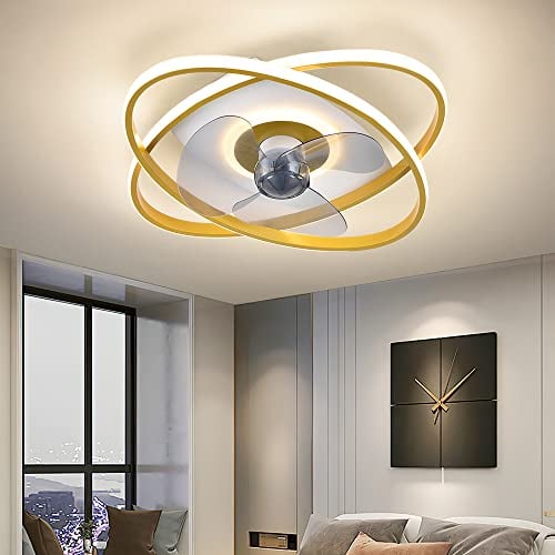 Eurotondisplay Deckenventilator 3343 gold mit LED Beleuchtung Deckenlampe Ø 50cm 96W mit Fernbedienung Lichtfarbe/Helligkeit einstellbar dimmbar LED Deckenleuchte fan light ceiling (Gold3343)