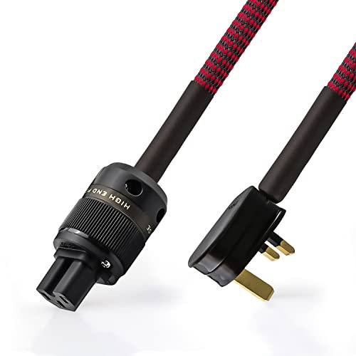 Tertullus Audiophile Power Cable Hifi Power Cable Ofc Power Cord Male To Female Home Audio Cable For Hifi Cd Tube Amplifier (2m, p25-red and black net)
