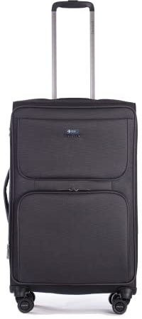 Stratic Bendigo Light + Koffer Weichschale Reisekoffer Trolley Rollkoffer mittelgroß, TSA Kofferschloss, 4 Rollen, Erweiterbar, Größe M, Schwarz