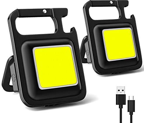 Eletorot Lampe de Poche Rechargeable, Mini Lampe LED 800 Lumens COB Lampe Porte Clé pour Camping, Réparation, Faire du Vélo, avec Ouvre-Bouteille, Base Magnétique