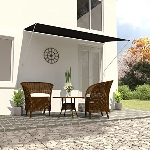 Tidyard Markise 300cm Einziehbar | Handbetrieben Klemmmarkise Balkonmarkise | Sonnenschutz UV- und wasserbest?ndig | Markise Fenster Terrasse Balkon Garten | 300 x 150 cm Anthrazit