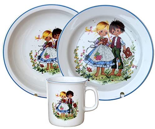 Kindergedeck 3-tlg. Porzellan modernes buntes Märchenmotiv Hänsel und Gretelby L.E.R.D.93