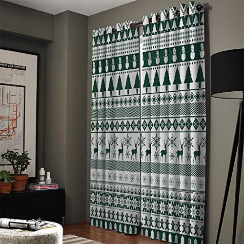Thermovorhang Grüner Baum-Elch Scheibengardinen Weich Verdunklungsvorhänge Wohnzimmer Vorhänge Schlafzimmer Vorhang Blickdicht Scheibengardine Schallschutz Verdunkelungsvorhang 2x140x180cm