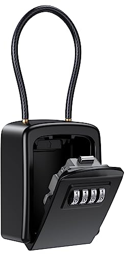 Ankilo Upgraded Schlüsseltresor Schlüsselbox, Re-settable Code Key Storage Lock Box mit 4 Ziffernkombination, Schlüsselsafe, Hängend & Wandmontage Schlüsselkasten für Büro, Zuhause Schwarz