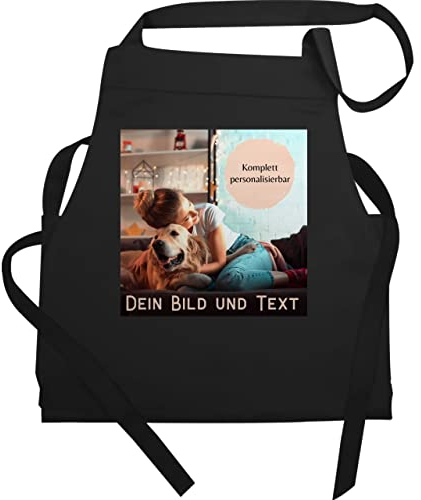 Schürze - Erwachsene - Foto Bild Geschenk I Dein Bild und Text - 60x87 - Schwarz - selbst gestalten koch geschenke personalisiertes photo kochschürze kochgeschenke personalisierte fotos