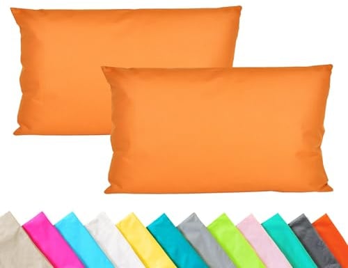 JACK 2er Set Outdoor Kissenhülle Kissenbezug 30x50cm Wasserfest Sitzkissen Lounge Kissen Garten Stuhl Lotus Effekt, Farbe:Orange