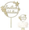 Oblique Unique® Endlich Schulkind Holz Torten Topper Glitzernd für Schuleinführung Einschulung Schulanfang von Jungs und Mädchen Topper Kuchendeckel (Natur)
