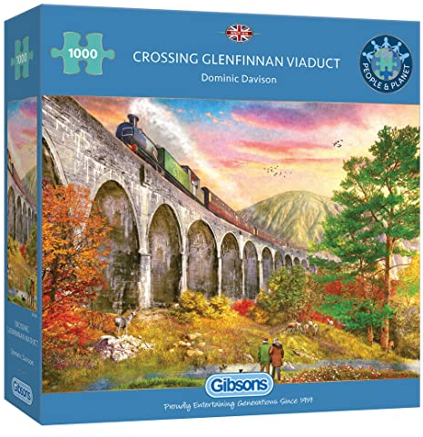 Crossing Glenfinnan Viaduct | 1000 Piece Jigsaw Puzzle | Steam Train Puzzle | Sustainable Jigsaw Puzzle for Adults | Premium 100% Recycled Board | Great Gift for Adults | Gibsons Games