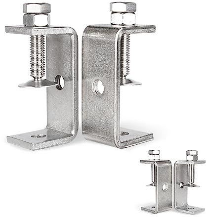 AKOLAFE 4 Stück C Klemme 65mm C Zwingen 304 Edelstahl Schraubklemme Roubste Trägerklemme Silbrige Tischklemme 37-62mm Schraubzwinge Für Holzbearbeitung, Schweißtischlerei, Tischlerei