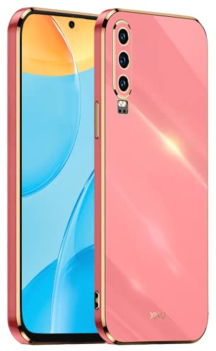 HONLEN Hülle für Huawei P30 (6.1 Inches), Weiche Silikon-TPU-Hülle, Galvanisiertes Rahmendesign - Rot