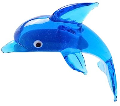 jojofuny Kreative Delphinfigur aus Glas Blau als Deko und Sammlerstück für Schreibtisch oder Nachttisch