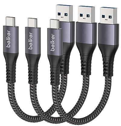 Maxonar 3Pack USB C Kabel Kurz 20cm/0.2M 10Gbps USB3.2 Gen2 Datenkabel Typ C Android Auto QC3.0 3.1A USB A auf C Schnellladegerät für Samsung Note20 Galaxy S23/S22/S21 Galaxy Z Flip5 Pixel 8 Pro