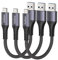 Maxonar Cable USB C Corto 20cm/0.2M 3Pack [10Gbps Datos] USB3.2 Gen2 Tipo C Android Auto Cable QC3.0 3.1A USB A a C Cargador rápido para Samsung Note 20 Galaxy S23/S22/S21 Z Flip 5 Pixel 8 Pro gris