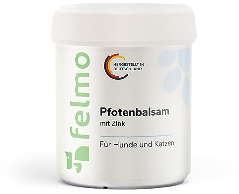 FELMO Pfotenbalsam für Hunde & Katzen (130ml) – Zinkhaltiger Pfotenschutz für Hundepfoten und zur Pflege beanspruchter Katzenpfoten - gegen trockene und rissige Pfoten - geruchsneutral und parabenfrei