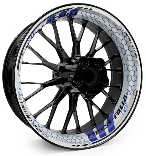 4-teiliges Felgenbettaufkleber Set für 17 Zoll Felgen Komplett Dekor Folie für Motorrad Felgenrandaufkleber selbstklebend wasserfest uv-beständig MR021 (03 FF Racing)