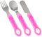 Vial Baby Kinder Besteckset 3-teilig Messer, Gabel und Löffel aus rostfreiem Edelstahl und ergonomischem FlexiSafe Griff für einfache Haltung und selbständig essen, BPA-frei, 12 Mon+ (pink/magenta)
