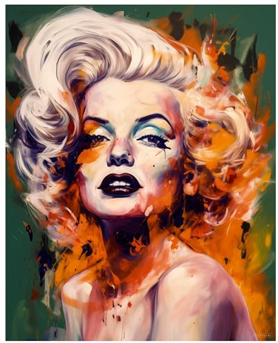 Studio101 Marilyn Monroe Wandkunst, originelles Marilyn Monroe-Poster mit auffälliger Optik, einzigartige Raumdekoration mit lebendigen Farben und lebendigen Details, 40,6 x 50,8 cm